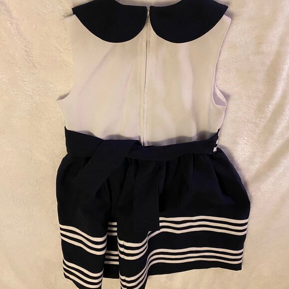 Jessica Ann Girls Sleeveless Dress Party Size 6 Black White Sailor Bows - Picture 5 of 6